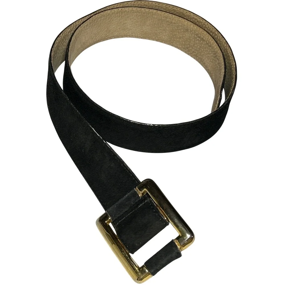 The Ritz Accessory‎ Collection Black Suede Leather Gold Buckle M/L (up to 34